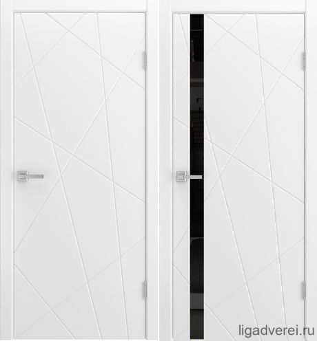 Межкомнатная дверь со стеклом Fiesta Белый Эмаль Стекло черное (Лига дверей)