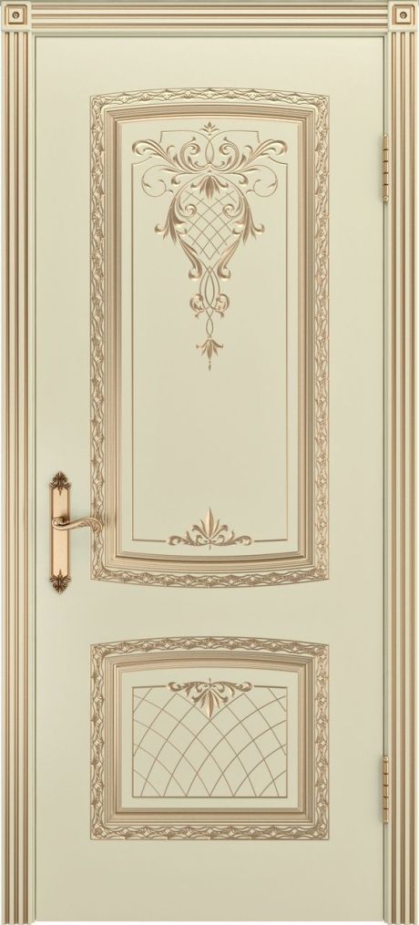 Глухая межкомнатная дверь Симфония Нью Слоновая кость с патиной Золото Эмаль (Бипи Дорс)