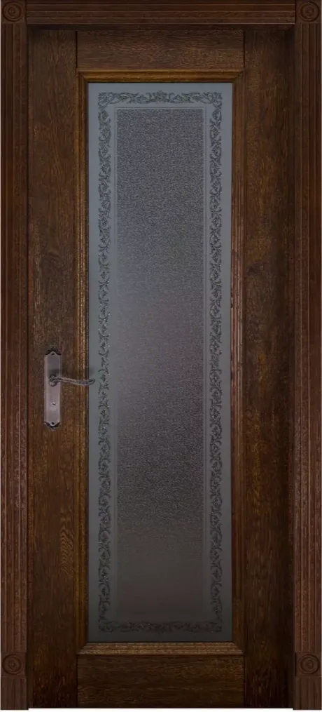 Межкомнатная дверь со стеклом Аристократ №5 Античный орех Массив ольхи (ОКА)