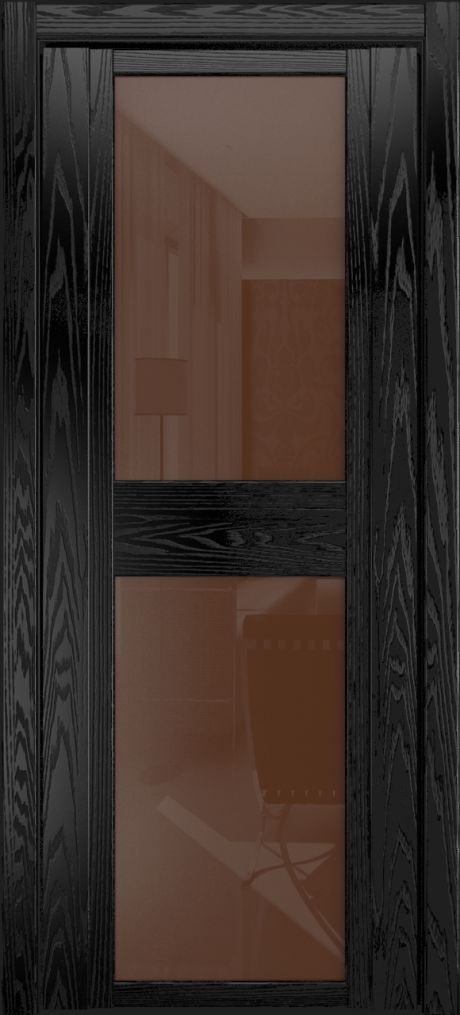 Межкомнатная дверь со стеклом QDO D Неро Шпон (Мильяна)