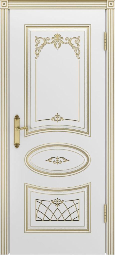Глухая межкомнатная дверь Ария В3 Белый с патиной Золото Эмаль (Шейл Дорс)