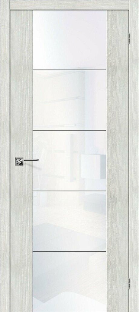 Межкомнатная дверь остекленная V4 WW Bianco Veralinga (ĒLPORTA)
