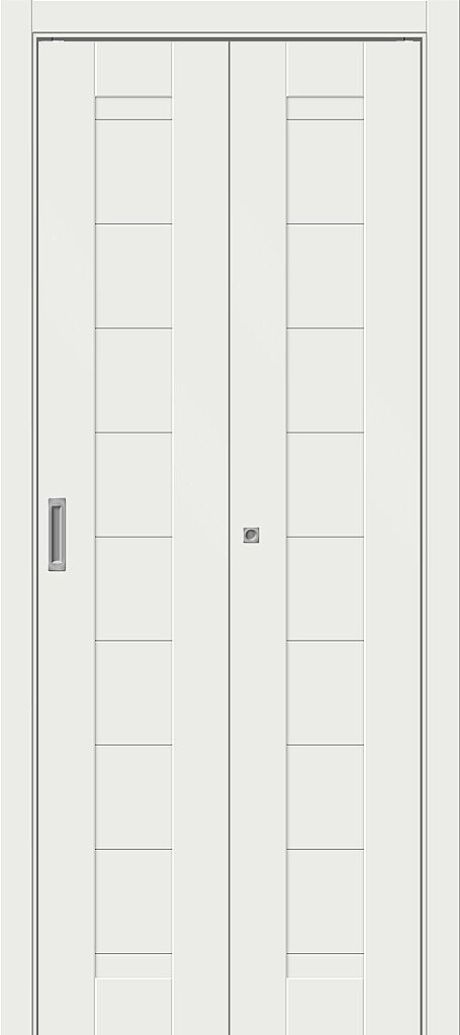 Складная межкомнатная дверь глухая Браво-21 Bravo White Matt (Mr.wood)