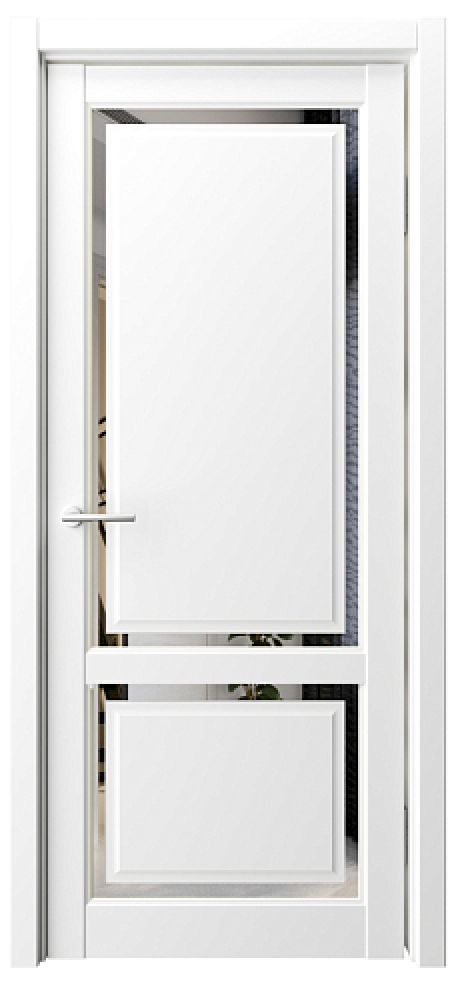 Межкомнатная дверь с зеркалом Афина-2 Белый Vinyl Зеркало грей (ALBERO)