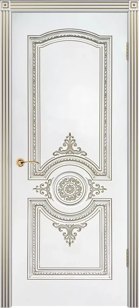 Глухая межкомнатная дверь Марокко В3 Белый с патиной Золото Эмаль (Бипи Дорс)