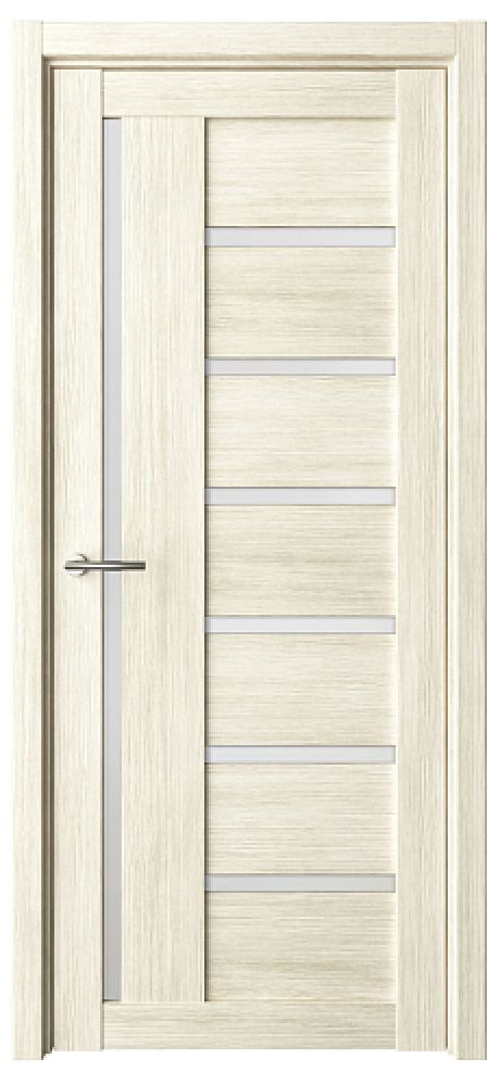 Межкомнатная дверь со стеклом Мадрид Белый кипарис Эко-шпон Стекло мателюкс (ALBERO)