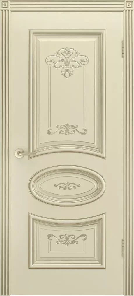Глухая межкомнатная дверь Ария R-0 В3 Слоновая кость с патиной Белое золото Эмаль (Шейл Дорс)
