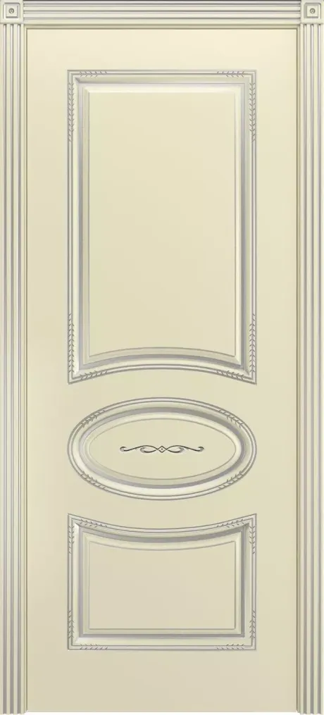 Глухая межкомнатная дверь Ария В2 Слоновая кость с патиной Серебро Эмаль (Шейл Дорс)