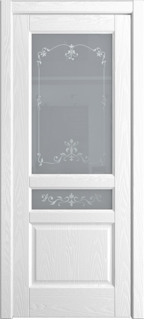Межкомнатная дверь со стеклом Ребекка Белоснежный Шпон (Мильяна)