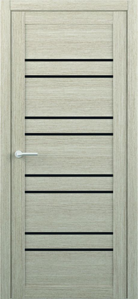 Межкомнатная дверь со стеклом Тренд-14 Акация кремовая Eco Tex Стекло черное (ALBERO)