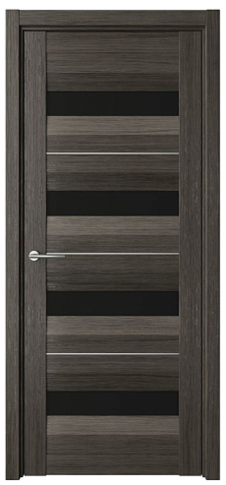 Межкомнатная дверь со стеклом Барселона Серый кедр Эко-шпон Стекло черное (ALBERO)