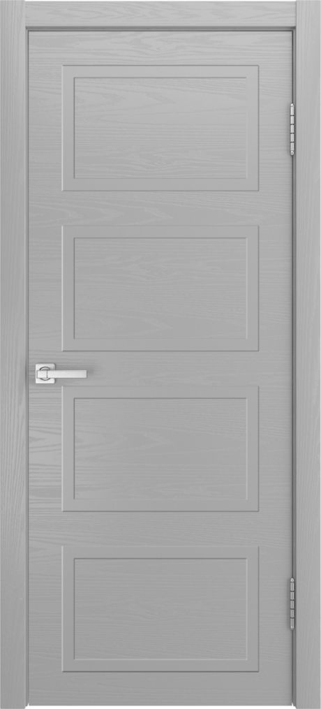 Глухая межкомнатная дверь ID-Лайн 4 Светло серая Шпон (Мильяна)