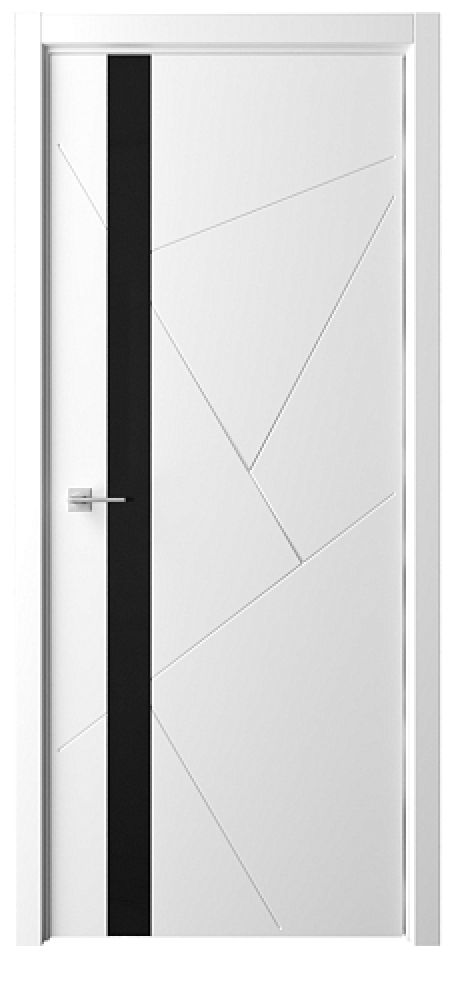 Межкомнатная дверь со стеклом ПО Геометрия-6 Белый Эмаль Стекло черное (ALBERO)