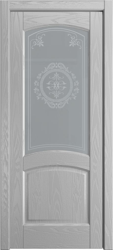Межкомнатная дверь со стеклом Фиона Светло серая Шпон (Мильяна)