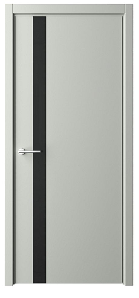 Межкомнатная дверь со стеклом ПО Геометрия-5 Серый Эмаль Стекло черное (ALBERO)