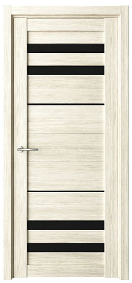 Межкомнатная дверь со стеклом Пекин Белый кипарис Эко-шпон Стекло черное (ALBERO)