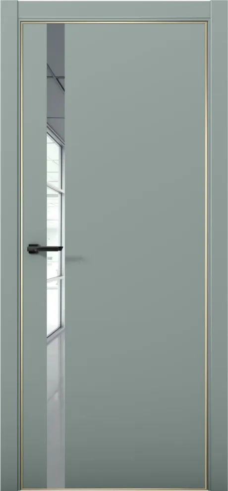 Межкомнатная дверь с зеркалом ESTETICA 07 Deep Green Кромка AL Gold (Brandoors)