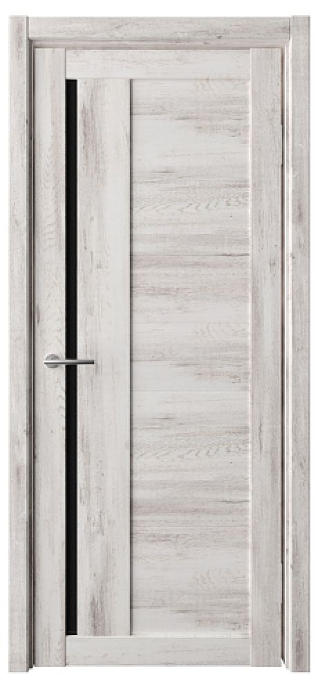 Межкомнатная дверь со стеклом Валенсия Кедр снежный Эко-шпон Стекло черное (ALBERO)