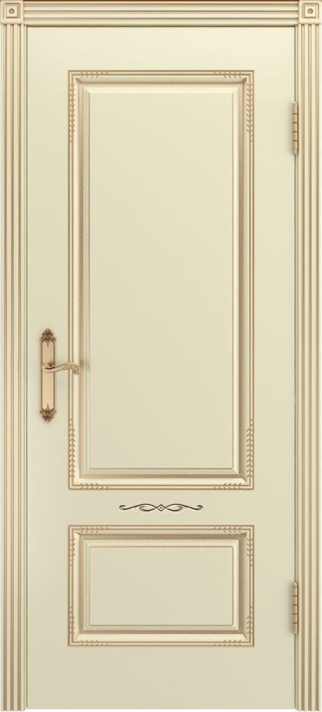 Глухая межкомнатная дверь Аккорд В2 Слоновая кость с патиной Золото Эмаль (Бипи Дорс)