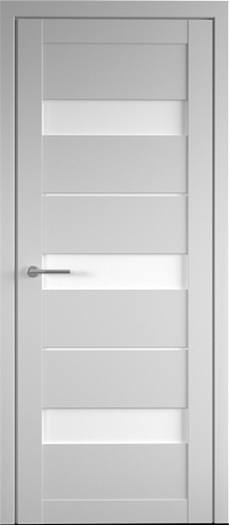 Межкомнатная дверь со стеклом Прага Платина Vinyl Стекло белое (ALBERO)