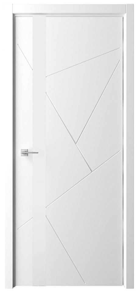 Межкомнатная дверь со стеклом ПО Геометрия-6 Белый Эмаль Стекло белое (ALBERO)