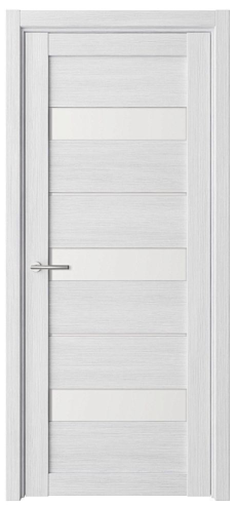 Межкомнатная дверь со стеклом Прага Кедр снежный Эко-шпон Стекло белое (ALBERO)