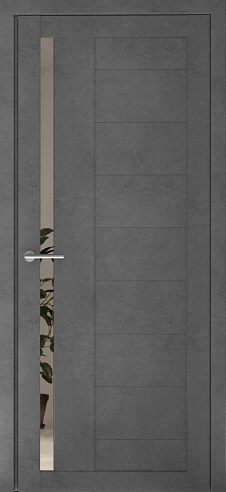 Межкомнатная дверь с зеркалом Валенсия Темный Бетон Зеркало (ALBERO)