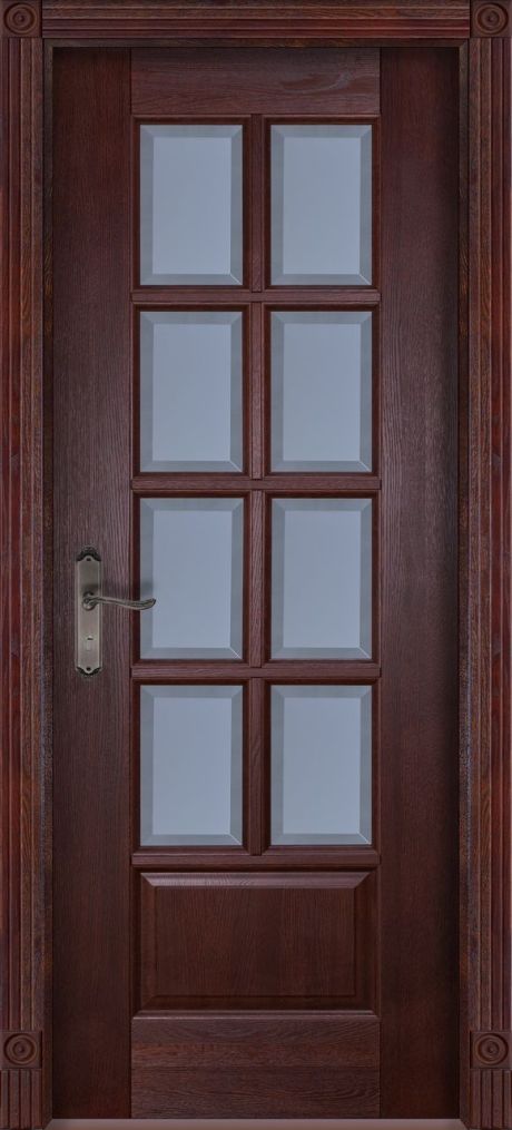 Межкомнатная дверь со стеклом Лондон Махагон Массив ольхи (ОКА)