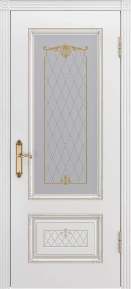 Межкомнатная дверь со стеклом Аккорд В3 Белый с патиной Бежевый Эмаль (Бипи Дорс)