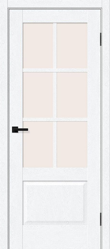 Межкомнатная дверь остекленная Прима-13.0.1 White Silkwood (BRAVO)