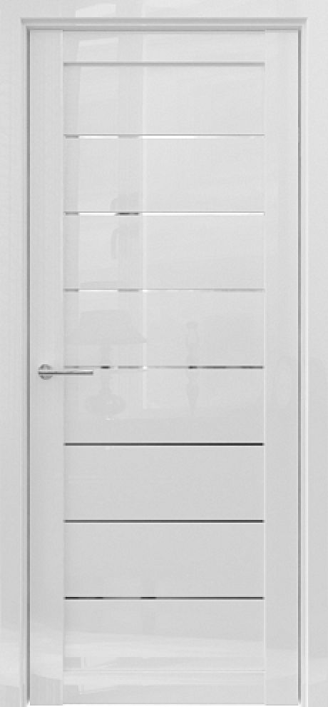 Межкомнатная дверь с зеркалом Сеул GL Белый глянец Глянец Зеркало (ALBERO)