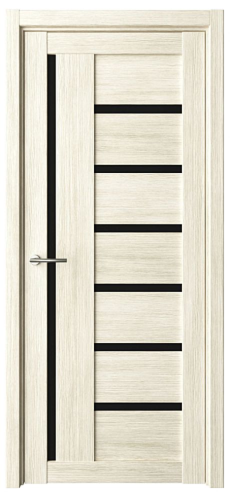 Межкомнатная дверь со стеклом Мадрид Белый кипарис Эко-шпон Стекло черное (ALBERO)