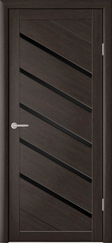 Межкомнатная дверь со стеклом Сингапур Темный кипарис Эко-шпон Стекло черное (ALBERO)