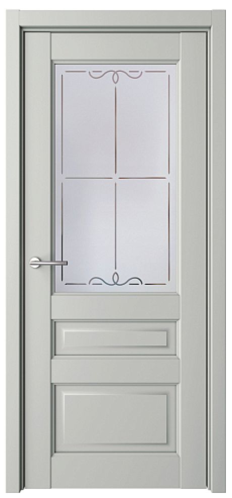 Межкомнатная дверь Эрмитаж-2 Платина Vinyl Мателюкс с алмазной гравировкой "Галерея" (ALBERO)