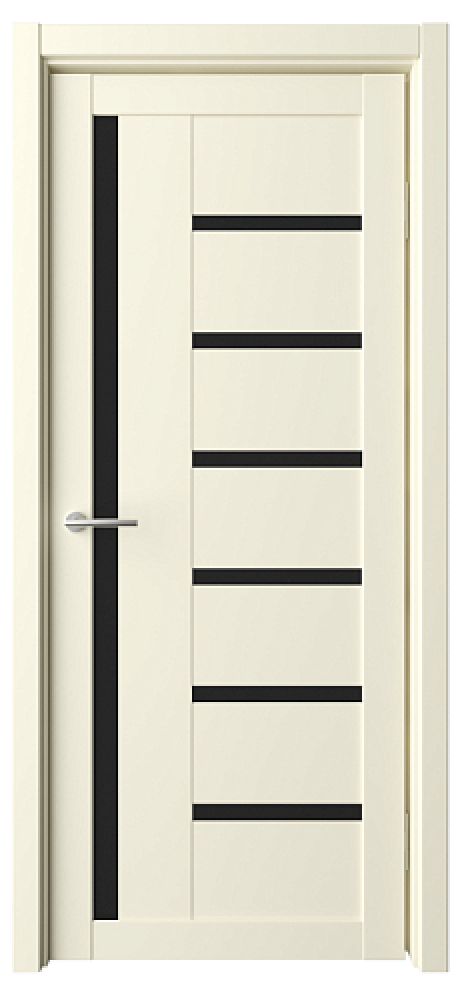 Межкомнатная дверь со стеклом Мадрид Ваниль Vinyl Стекло черное (ALBERO)