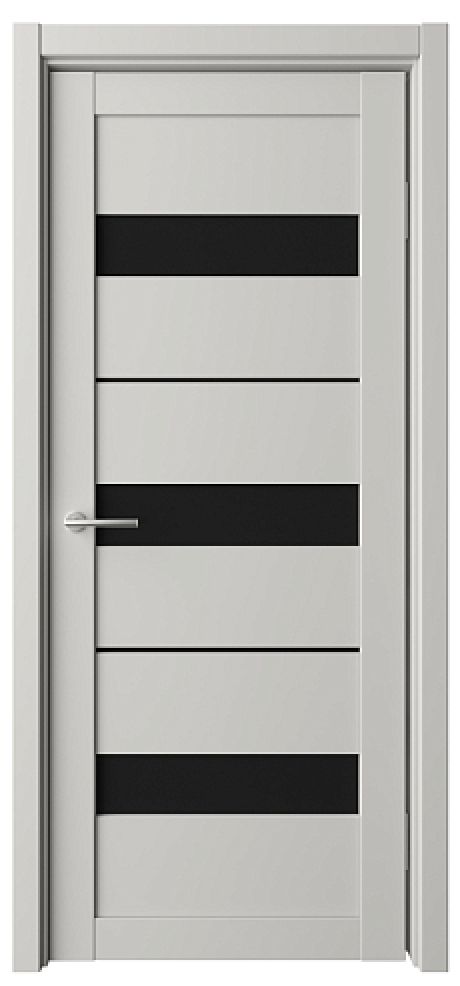 Межкомнатная дверь со стеклом Прага Платина Vinyl Стекло черное (ALBERO)