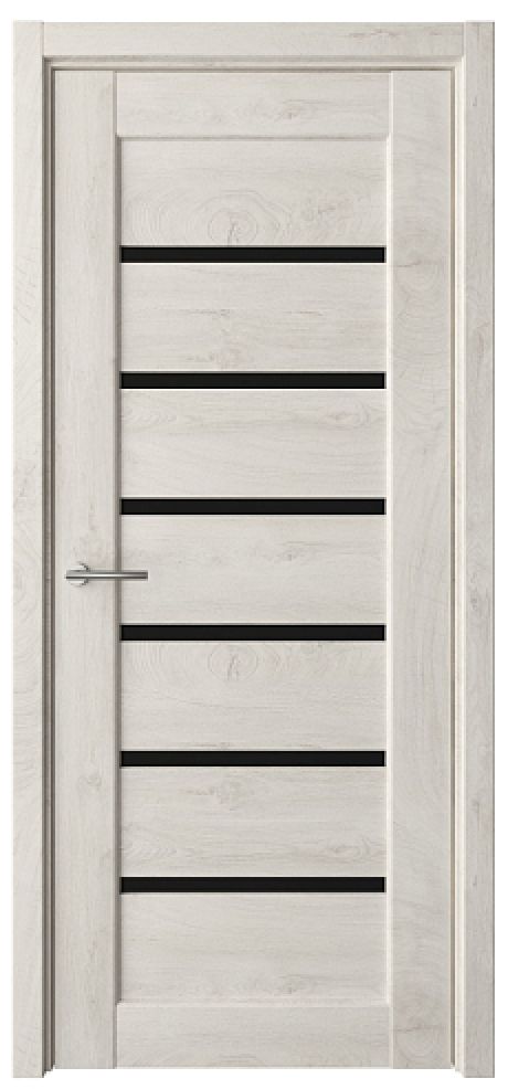 Межкомнатная дверь со стеклом Мальта Дуб снежный CPL TL Стекло черное (ALBERO)