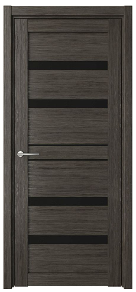 Межкомнатная дверь со стеклом Дрезден Серый кедр Эко-шпон Стекло черное (ALBERO)