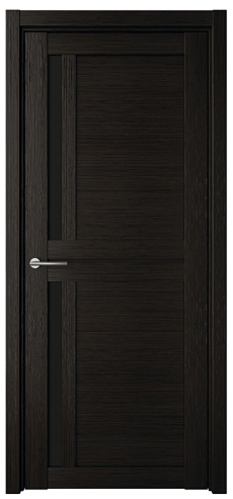 Межкомнатная дверь со стеклом Кельн Темный кипарис Эко-шпон Стекло черное (ALBERO)