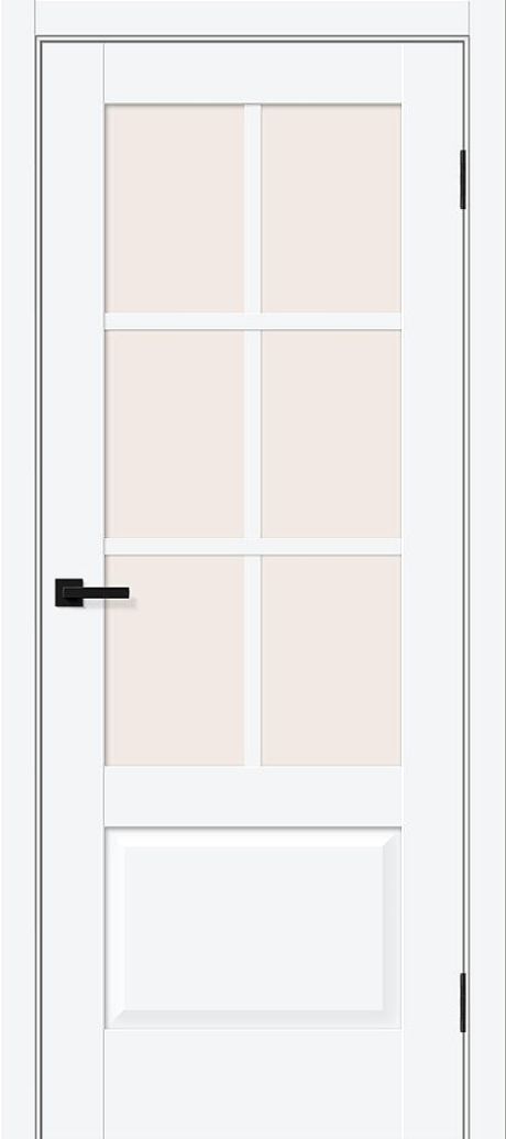 Межкомнатная дверь остекленная Прима-13.0.1 White Silk (BRAVO)