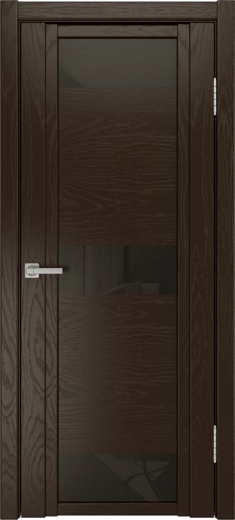 Межкомнатная дверь со стеклом QDO R Темный шоколад Шпон (Мильяна)