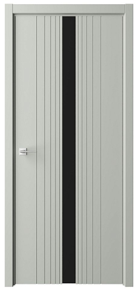 Межкомнатная дверь со стеклом ПО Геометрия-8 Серый Эмаль Стекло черное (ALBERO)