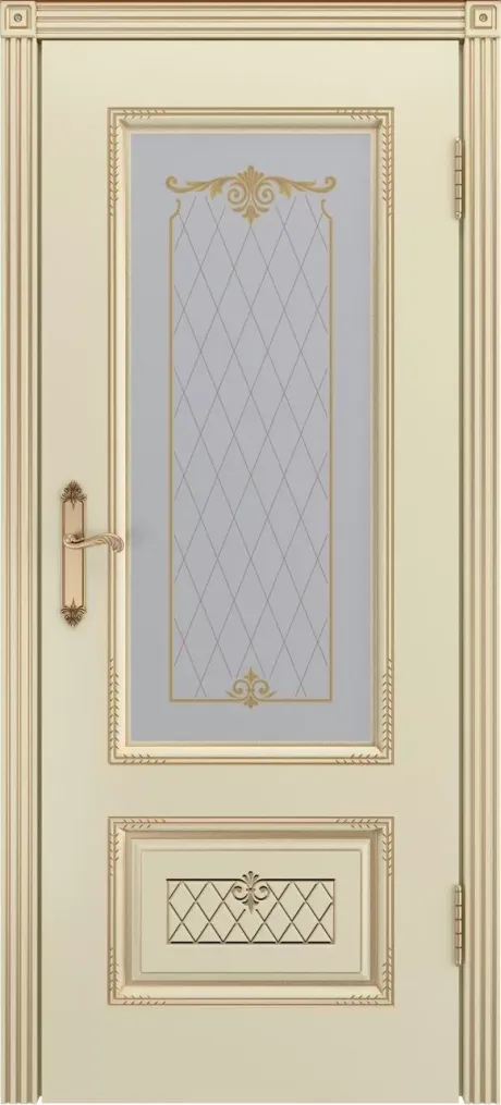 Межкомнатная дверь со стеклом Аккорд В3 Слоновая кость с патиной Золото Эмаль (Бипи Дорс)