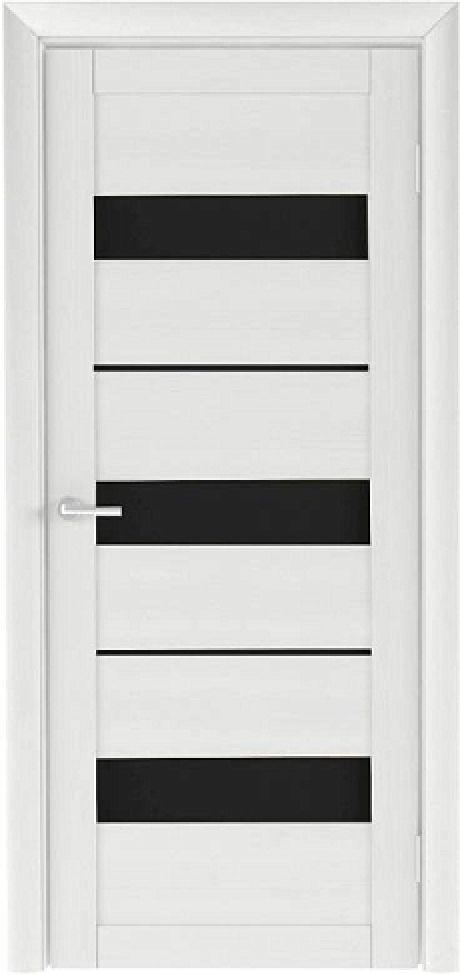 Межкомнатная дверь со стеклом Тренд Т-7 Белая лиственница Eco Tex Стекло черное (ALBERO)