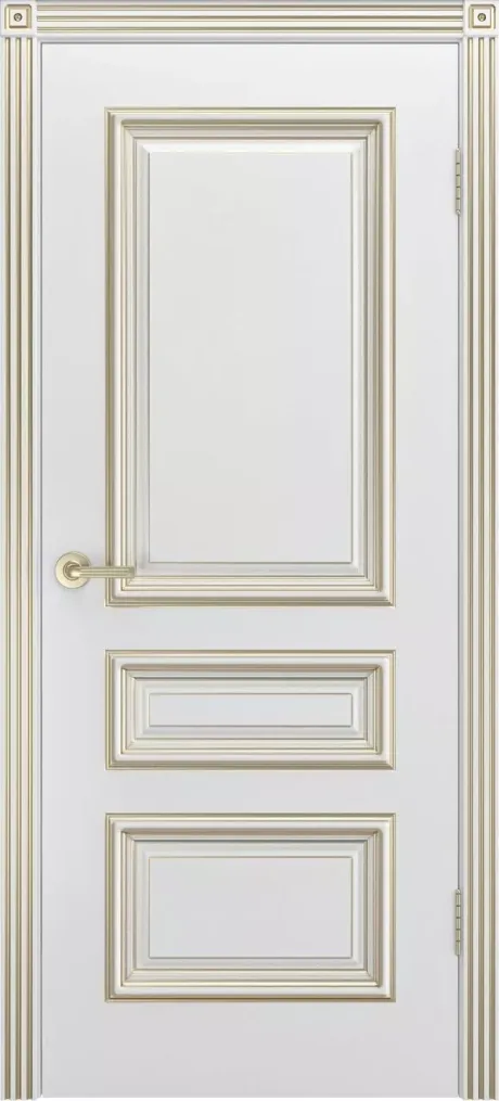 Глухая межкомнатная дверь Трио R-0 В1 Белый с патиной Золото Эмаль (Шейл Дорс)