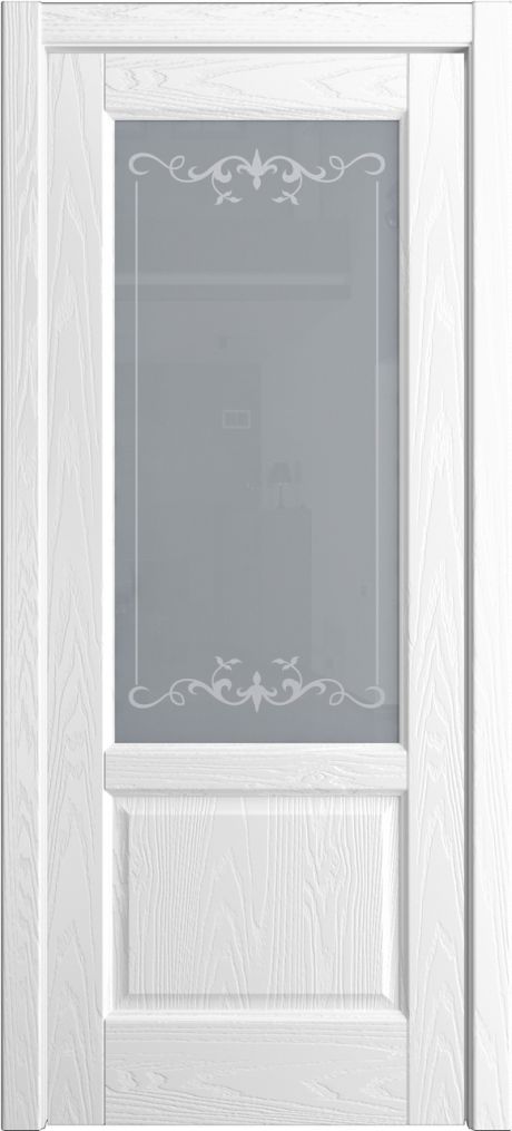 Межкомнатная дверь со стеклом Ровена Белоснежный Шпон (Мильяна)
