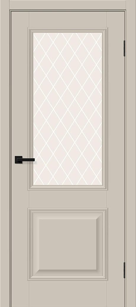 Межкомнатная дверь остекленная Классик-13 Cream Silk (ĒLPORTA)