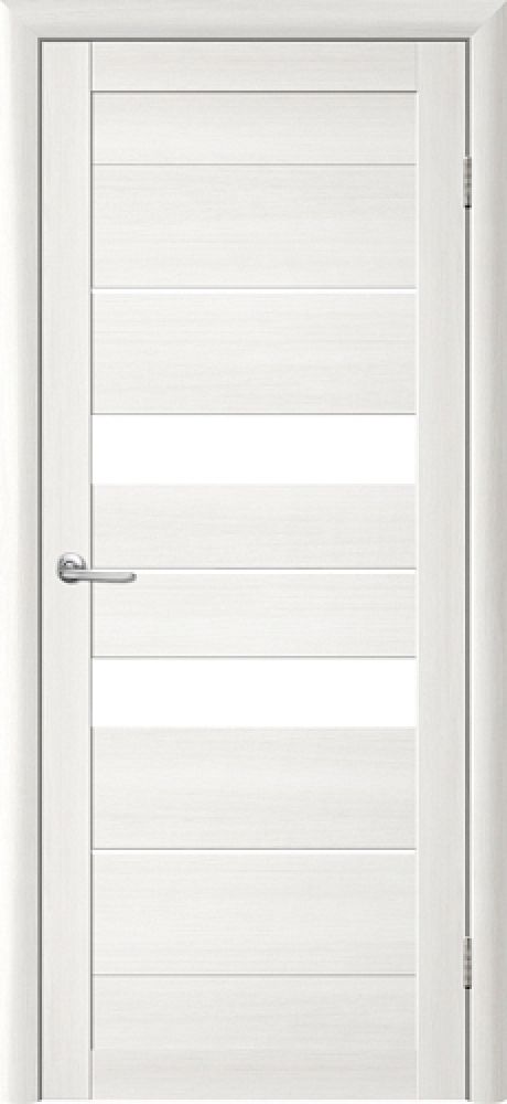 Межкомнатная дверь со стеклом Тренд Т-4 Белая лиственница Eco Tex Стекло белое (ALBERO)