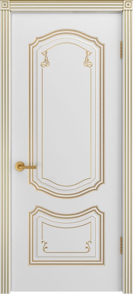 Глухая межкомнатная дверь Соло Грейс В2 Белый с патиной Золото Эмаль (Шейл Дорс)