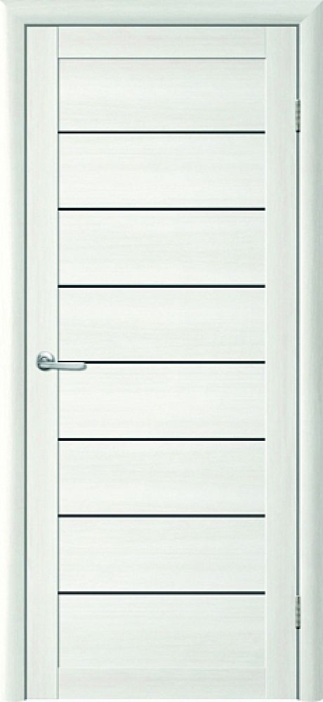 Межкомнатная дверь со стеклом Тренд Т-1 Белая лиственница Eco Tex Стекло графитовое (ALBERO)